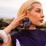 Onyx Flower Earring